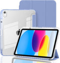 Case for iPad A16 11th Generation 11 Inch 2025, iPad10th Generation 10.9" 2022, Hybrid Protective Cover with Pencil Holder, Clear Transparent Back Shell Anti-Yellowing Case, Lavender Gray