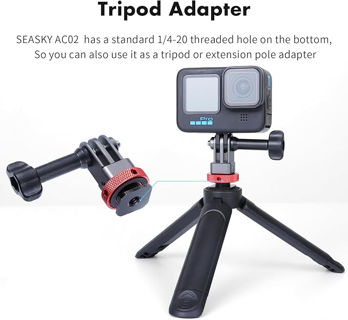 SEASKY AC02 Action Camera SLR Camera Cold hot Shoe Mount Tripod Adapter Conversion Accessory All-Metal Aluminum Alloy for GoPro Hero 13/12/11/10/9, for DJI Action 6/5 Pro 4/3, for Insta360 Ace Pro 2