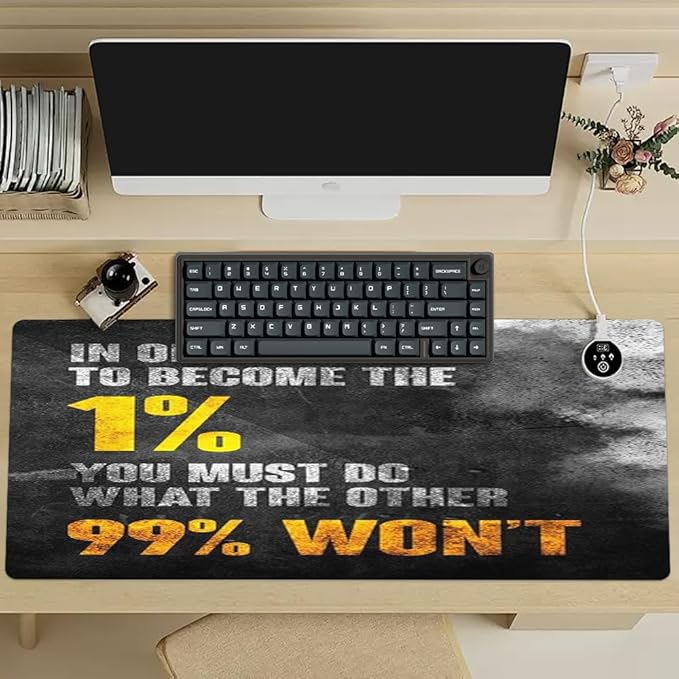 Reateforin Inspirational Quote Mouse Pad,Motivational Mousepad for Mens Guys Black Inspiring Stay Positive Work Hard and Make It Happen Mouse Pads for Desk Large Mousemat for Desk 31.5"x15.7"