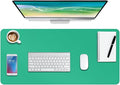 Boutilon Leather Desk Pad Protector,Non-Slip Mouse Pad,Laptop Desk Pad,Office Mouse Mat,Waterproof Leather Desk Blotter,Desk Writing Pad for Office and Home (L-Light Green,35"x 17")