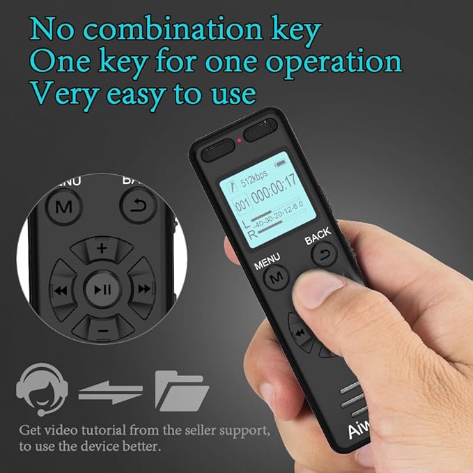 136GB Digital Voice Recorder Voice Activated Recorder for Lectures Meetings - aiworth 9860 Hours Sound Audio Recorder Dictaphone Recording Device with Playback,MP3 Player,Password,Variable Speed.