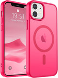SUPFINE Magnetic for iPhone 12 Case/iPhone 12 Pro Case (Compatible with MagSafe) (Military Grade Drop Protection) Slim Translucent Matte Shockproof with Anti-Fingerprint Phone Case,Hot Pink