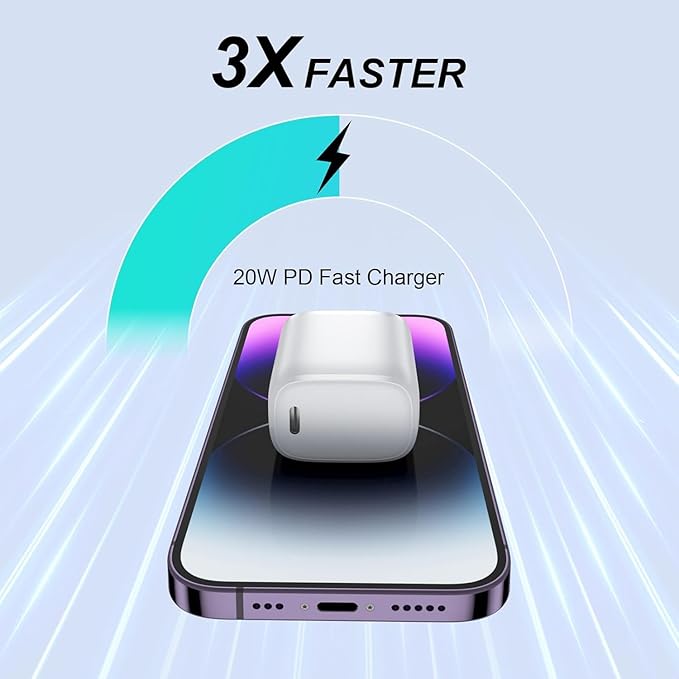 [2 Pack] USB-C Wall Charger, 20W USB-C Power Adapter Replacement for Phone 17/16/15/14/13/15 Pro/Pro Max/Plus/XS/XR/X,Galaxy, Pixel,i Pad and More