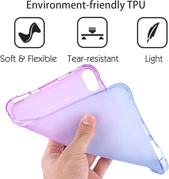 Translucent Case for iPad mini 7 A17 Pro 2024 & iPad mini 6 2021, Frosted Back Soft TPU Shockproof Matte Clear Silicone Bumper Shell for iPad mini 7th/6th Generation 8.3 inch, Purple & Blue