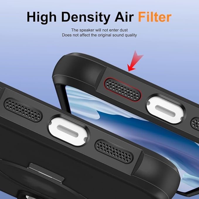 SKYLMW Compatible with iPhone 14 Pro Case with Invisible Magnetic O-Ring Stand Military-Grade Translucent Case for iPhone 14 Pro 6.1" [Compatible with Mag-Safe][Great Grip Feeling], Black
