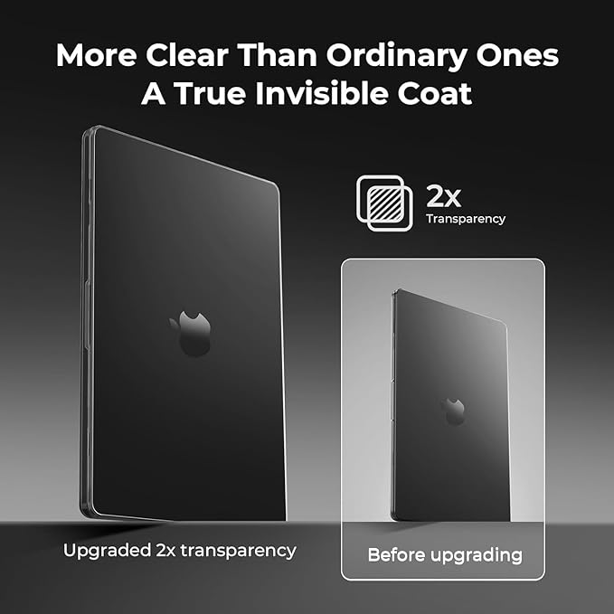 EooCoo Case Compatible with MacBook Pro 14 inch M5 2026 2025-2021 M4 M3 M2 M1 Pro/Max Chip, Crystal Clear Hard Shell, Easy to Install, Sturdy Laptop Protective Cover Case - Crystal Black