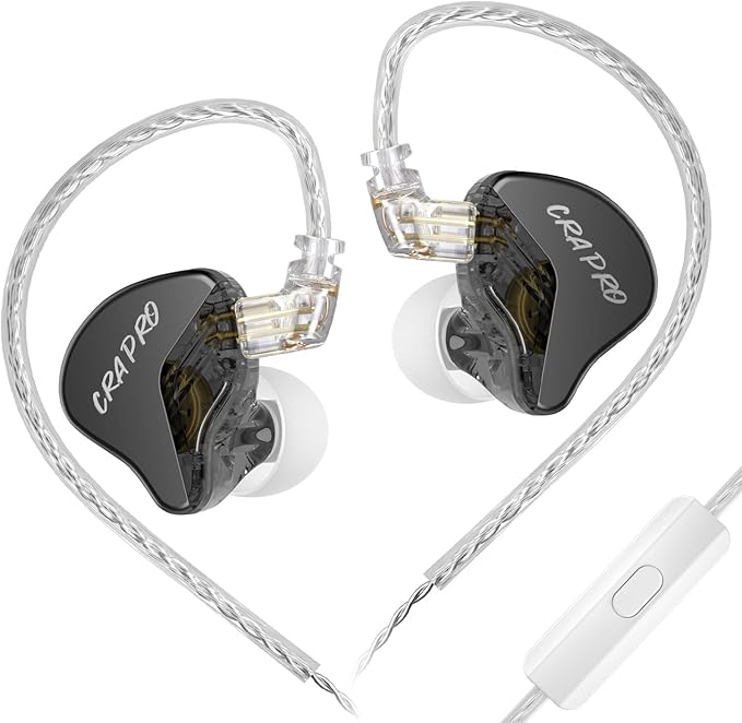 CCA CRA PRO in Ear Monitor Headphones, Ultra-Thin DLC Diaphragm Dynamic Driver Gaming Earbuds, Clear Sound & Deep Bass, IEMS for Singer Musicians Drummers DJ