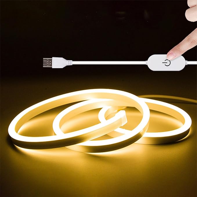 3.28FT Warm Neon Light Strip, 5V USB Led Strip Lights with Touch Controller, Flexible Neon Rope Lights for Bedroom, Party, Home Decor