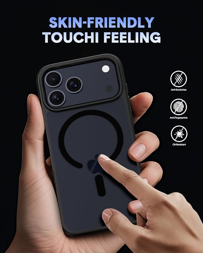 for iPhone 17 Pro Max Case,Compatible with MagSafe, Includes Tempered Glass Screen & Lens Protectors, Translucent Matte Anti-Fingerprint, Slim Full-Body Military Grade Shockproof case