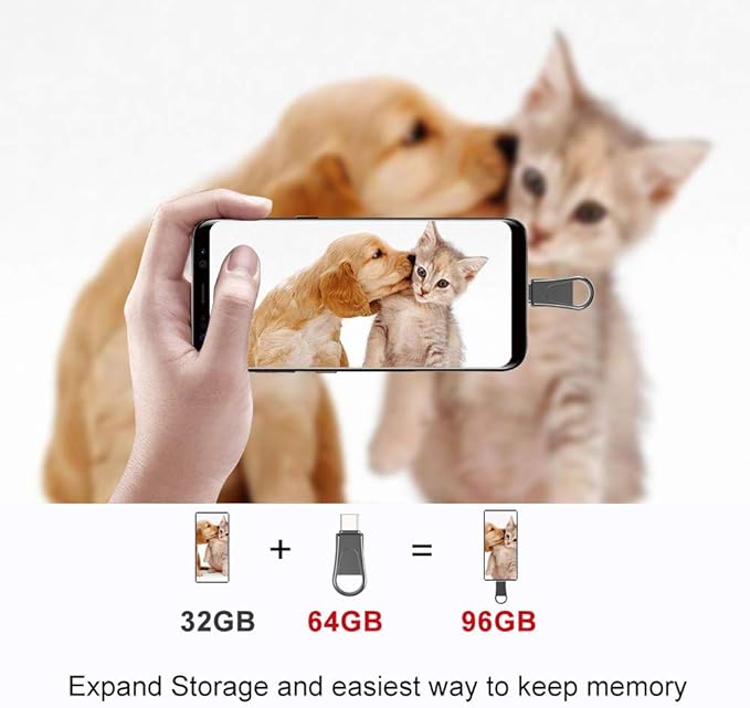 64GB USB C Flash Drive, 2-in-1 OTG USB 3.0 Thumb Drive, Dual USB Memory Stick Pen Drive for Type-C Android Smartphones Tablets and New MacBook Laptop PC PDA Samsung, Black
