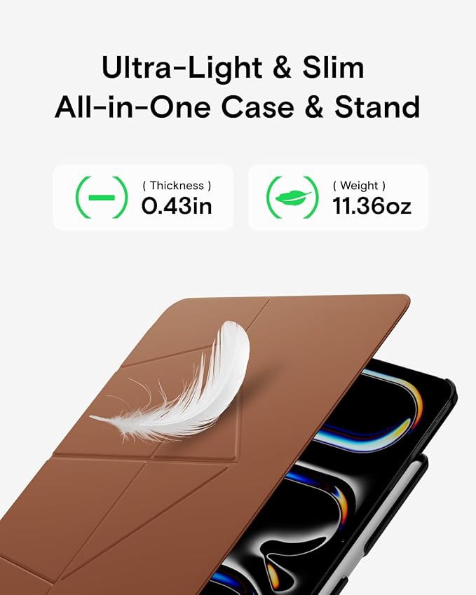 MOFT Folio Case iPad Air 11 Inch Case (M3/M2-2025/2024), iPad Air 5th Generation 2022/4th Gen 2020 10.9 Inch with Detachable Pencil Holder, Multi-Angle Viewing, Auto Sleep/Wake, Sienna Brown