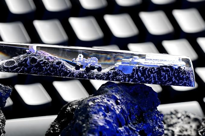 Blue Spaceship Astronaut Galaxy Artisan Spacebar Keycap SA Profile Custom Spacebar 6.25U Keycaps Handmade Gaming Resin Key Cap Cherry MX Switch Compatible Mechanical Keyboard Space Lover Gift