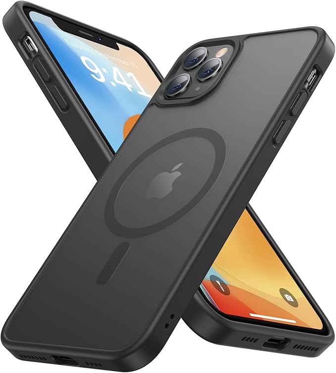 Magnetic for iPhone 11 Pro Max Case, [Compatible with MagSafe][Military-Grade Drop Protection][Anti-Yellowing] Shockproof Translucent Matte Cover for iPhone 11 Pro Max Phone Case,Black