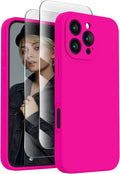 FireNova Designed for iPhone 16 Pro Max Case, Silicone Upgraded [Camera Protection] Phone Case, Soft Anti-Scratch Microfiber Lining Inside, 2024, Hot Pink