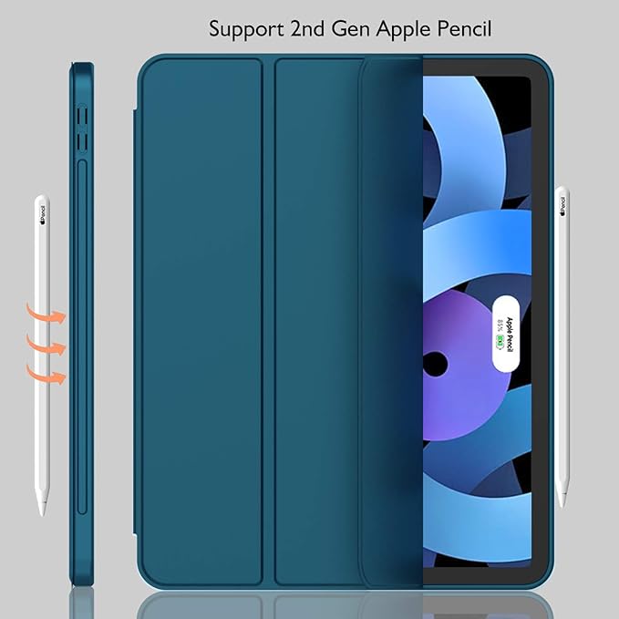 iMieet iPad Air 11 Inch Case M4/M3/M2(2026/2025/2024), iPad Air 5th/4th Generation Case 2022/2020 10.9 Inch with Pencil Holder,Trifold Stand Smart Case with Soft TPU Back(Emerald)