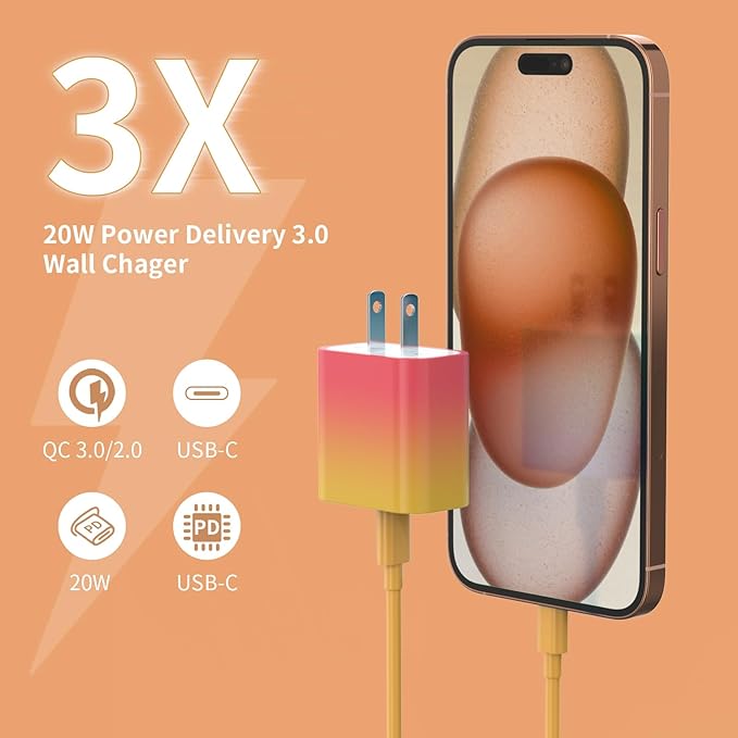 4Pack USB C Charger Block 20W, iGENJUN for Phone Fast Charger Wall Charger with PD 3.0, Compact Type C Power Adapter for Phone 17/16/15, Galaxy, Pixel, AirPods Pro