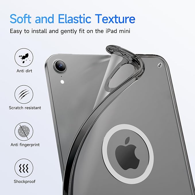 Case for iPad mini A17 Pro, iPad mini 6 case, Compatible with Magsafe, Clear Back with TPU Frame, Slim Lightweight Protective Case for 8.3“ iPad mini (Clearblack)