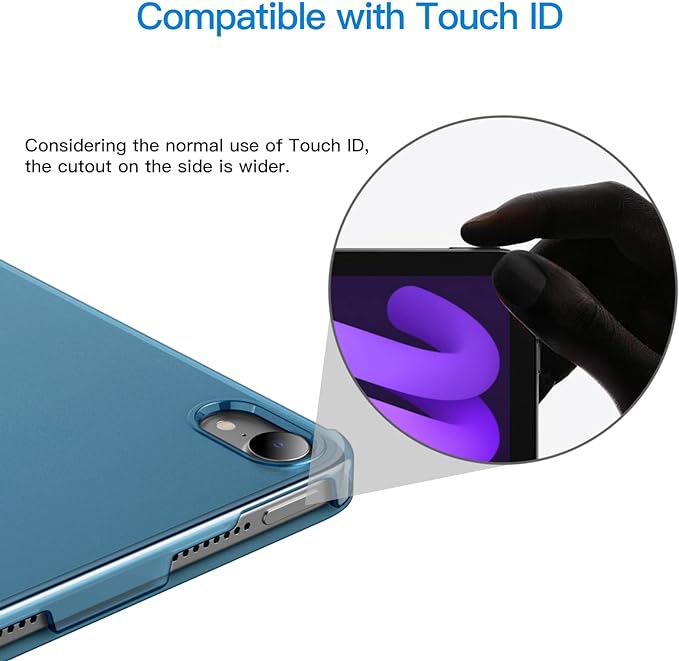 JETech Case for iPad mini (A17 Pro, 2024 Model, 7th Generation) / mini 6 (2021 Model, 6th Generation), Slim Stand Hard Back Shell Smart Cover with Auto Wake/Sleep (Teal)