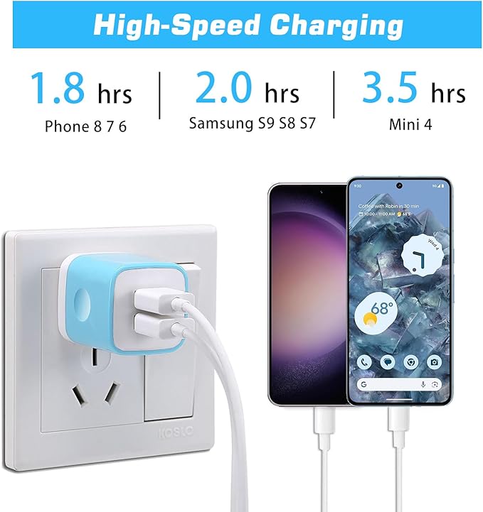 X-EDITION USB Wall Charger, 4-Pack 2.1A Dual Port USB Cube Power Adapter Charger Plug Charging Block Box Brick Cube Compatible with Phone 13 12 11 XS XR X 8 7 6 Plus 5S SE, Pad, Samsung, LG, Android