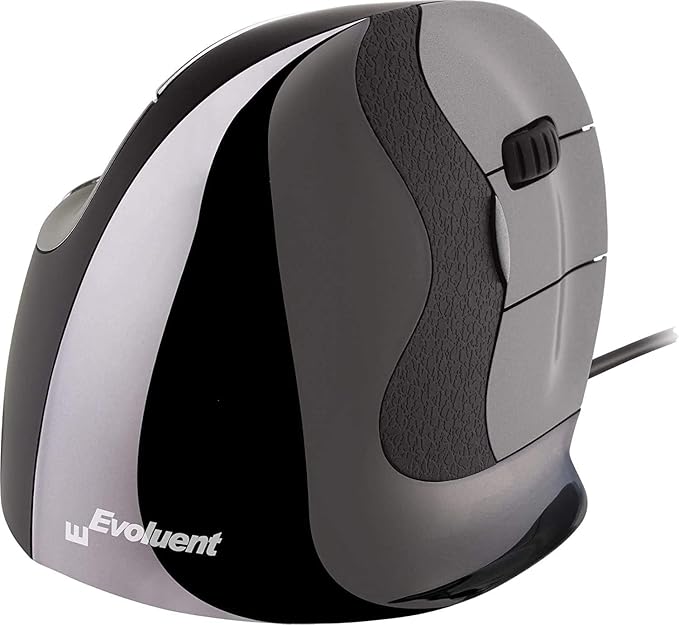 Evoluent Vertical Mouse D Medium (VMDM) - Ergonomic Wired Mouse for Laptop and PC with Jestik Microfiber Cloth