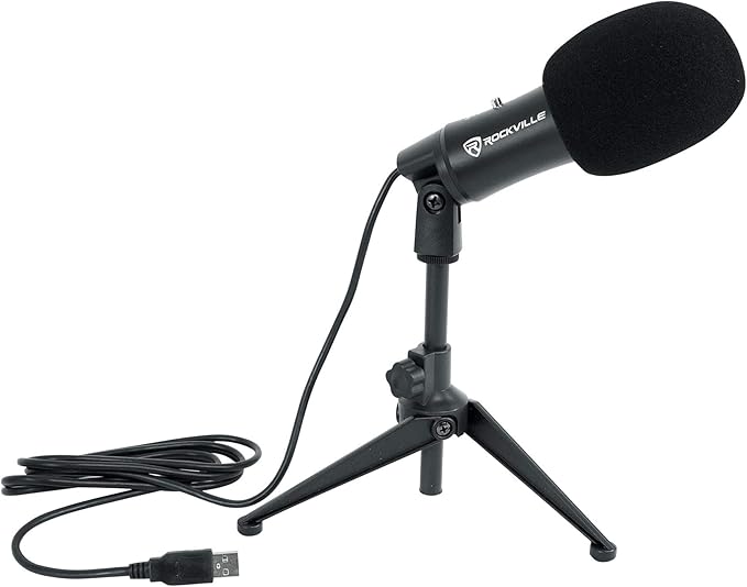 Rockville Z-Stream USB Condenser Microphone, 14mm Cartridge, Plug-and-Play, Omnidirectional, Noise Filter, Adjustable Sensitivity, for Podcasting, Gaming, YouTube
