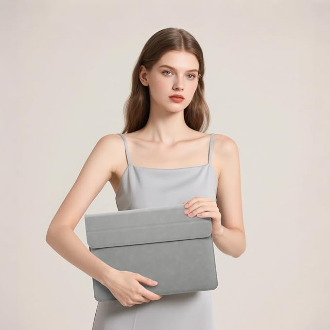 HYZUO 15 Inch Laptop Case Bag Sleeve with Stand for MacBook Air 15 M5 M4 A3241 M3 A3114 M2 A2941 2026-2023, 15" Surface Laptop 7/6/5/4/3, MacBook Pro 15 A1990 A1707 2019-2016, Light Gray