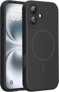 Miracase Magnetic for iPhone 16 Plus Case, [Soft Anti-Scratch Microfiber Lining], Compatible with MagSafe, Liquid Silicone Shockproof Drop Protection Phone Case for 16 Plus,Black