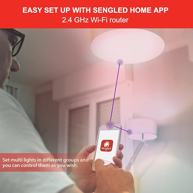 Sengled Smart Light Bulb, Color Changing Light Bulb, WiFi Light Bulbs No Hub Required, Smart Bulbs that Compatible with Alexa & Google Home, Smart LED A19 RGB Light Bulbs, 1 Pack