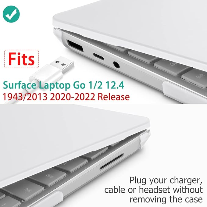 May Chen Compatible with Microsoft Surface Laptop Go 3 Go 2 Go 1 12.4 Inch Model 1943 2013 (2023 2022 2020 Release), Plastic Hard Shell Case with Screen Protector + Keyboard Cover, Matte Clear