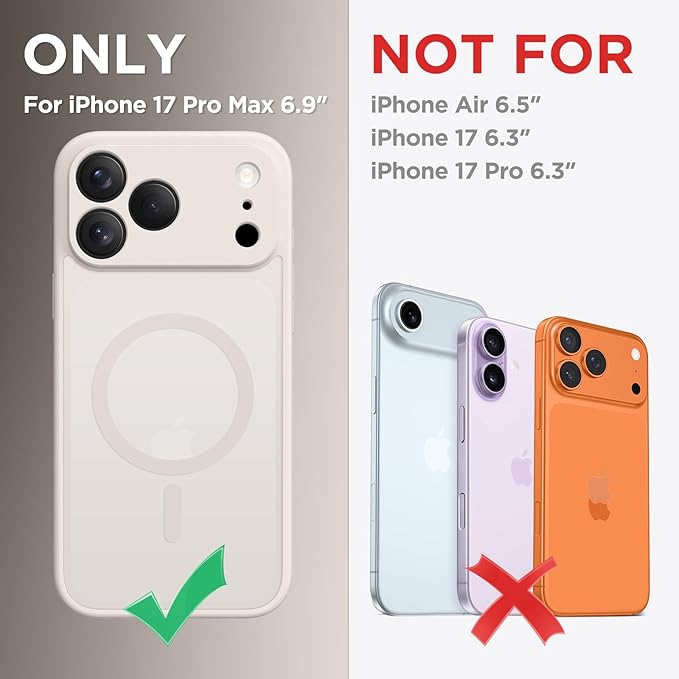CAPRARO Magnetic for iPhone 17 Pro Max Case, Upgraded [Full Camera Protection] [Compatible with MagSafe] Protective Translucent Matte Women Girl Phone Case Cover, Stone