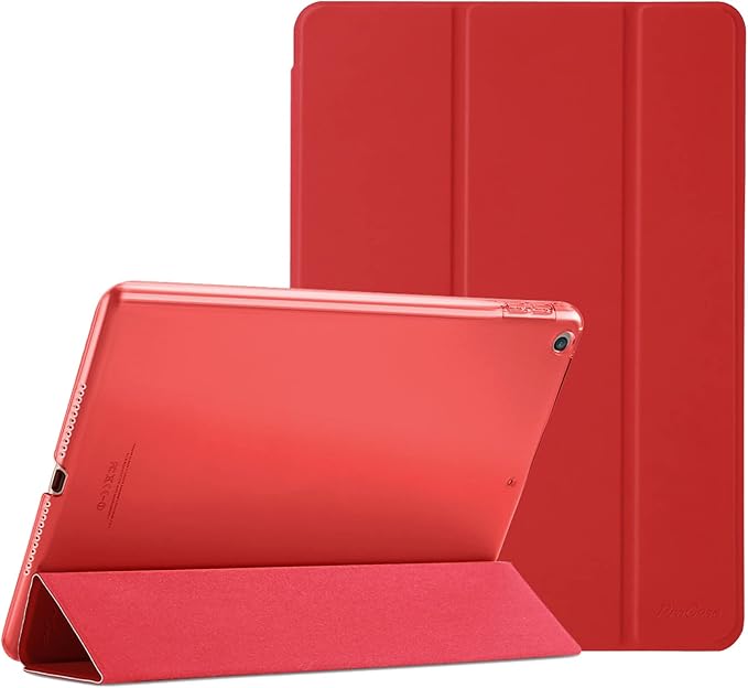 ProCase Smart Case for iPad 9.7 Inch iPad 6th/5th Generation 2018 2017(Model: A1893 A1954 A1822 A1823), Ultra Slim Lightweight Stand Cover with Translucent Frosted Back -Red