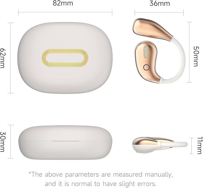 Open Ear Earbuds, Wireless Bluetooth 5.4 Headphones, Stereo Sound IPX7 Waterproof with Ergonomic Earhook for Running, Workout, Travel, White