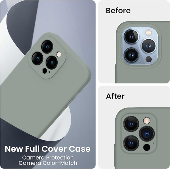 FireNova Designed for iPhone 13 Pro Max Case, Silicone [Camera Protection] Phone Case, Soft Anti-Scratch Microfiber Lining Inside, 6.7 inch, Calke Green