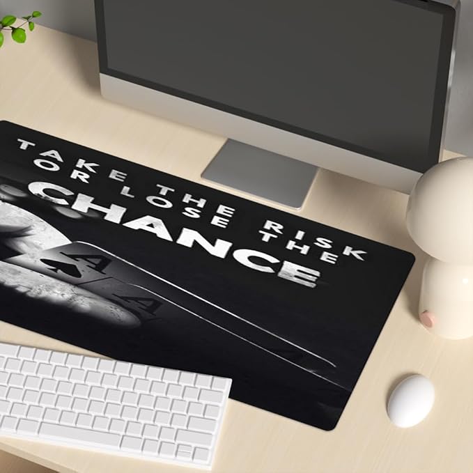 Take The Chance Motivational Desk Mat Black,Inspirational Large Mouse Pad 31.5"x15.7" Extended Gaming Mouse Pad Mat with Non-Slip Base Stitched Eges Mousepad for Computer,Keyboard Laptop