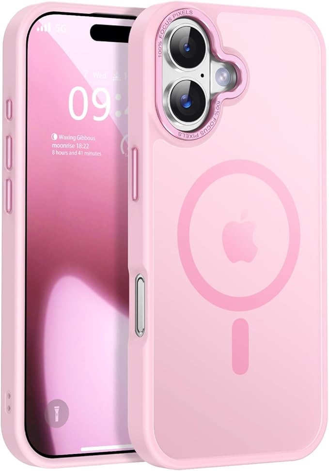 Newfuture Magnetic for iPhone 17 Case [Compatible with Magsafe] [Military Grade Drop Protection] Translucent Matte Anti-Scratch Shockproof Protective Phone Cover 6.3 Inch, Chalk Pink