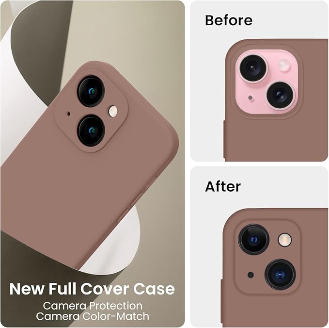 FireNova Designed for iPhone 15 Plus Case, Silicone [Camera Protection] Case, Soft Anti-Scratch Microfiber Lining Inside, 6.7 inch, Light Brown