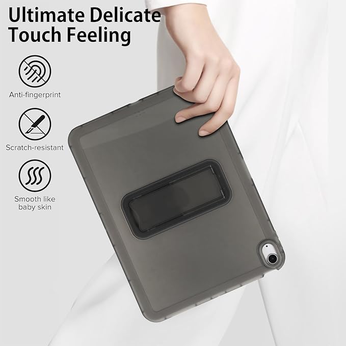 Slim Case for iPad Air 11-inch M4/M3/M2 (2026/2025/2024), Built-in Kickstand Non-Slip Shockproof Rugged Protective for Women Men, Black