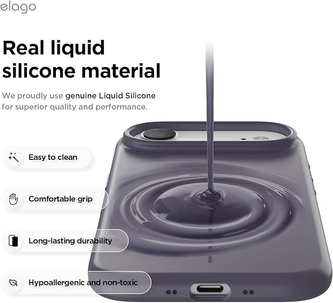 elago for iPhone Air Case, Premium Magnetic Silicone Case, Compatible with MagSafe, Liquid Silicone Material, Protective Cover, Shockproof, Slim Phone, 6.5 inch (Deep Purple)