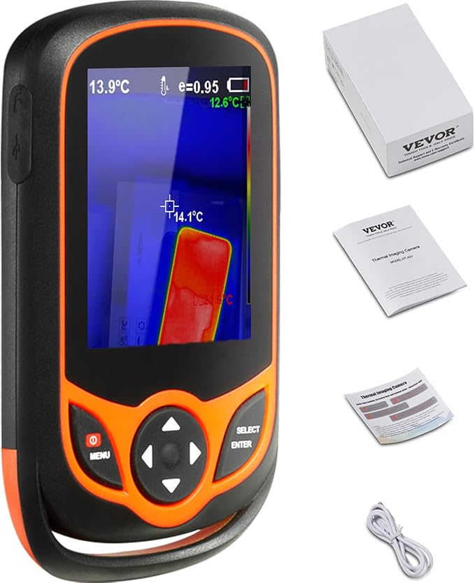 VEVOR Thermal Imaging Camera, 256 x 192 IR Resolution Pocket Infrared Thermal Imager with WiFi, 25Hz Refresh Rate Thermal Camera Pocket with 3.2" Touch Screen, 0.3MP Visual Camera, -4℉-1022℉, IP54
