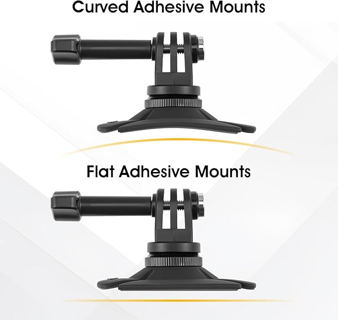 Adhesive Helmet Camera Mount Fits for GoPro Hero 13, Insta360 X5/X4/X3 and DJI Action Sports Cameras, Flexible Sticky Accessories Bracket Base for Motorcycle, Surfboard, Snowboard, 2 Pack