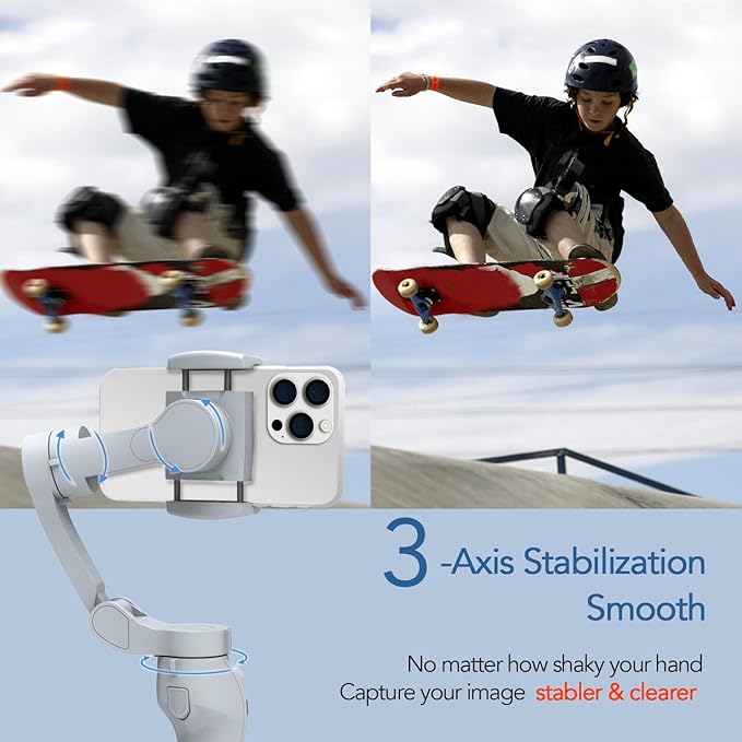 Gimbal stabilizer for Smartphone,3-Axis Phone Gimbal for Android & iPhone 14 Pro Max,Phone Stabilizer for Video Recording with Face/Object Tracking,Vlogging Kit,Portable-JCROBOT iSleeky L7C Pro…