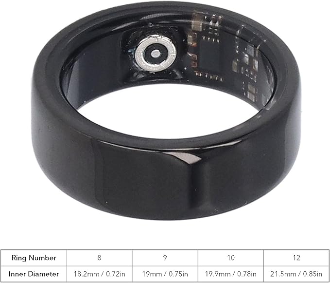 FOSA Smart Ring, Smart Health Ring Health Tracker, Sleep Monitoring Step Counting IP68 Waterproof Smart Ring Fitness Tracker with APP for Men and Women Black