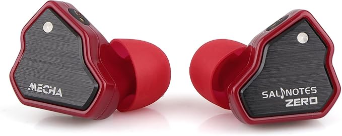 Linsoul 7Hz Salnotes Zero HiFi 10mm Dynamic Driver in-Ear Earphone IEM with Metal Composite Diaphragm Stainless Steel Faceplate Detachable 2Pin OFC Cable (Red, Without Mic)