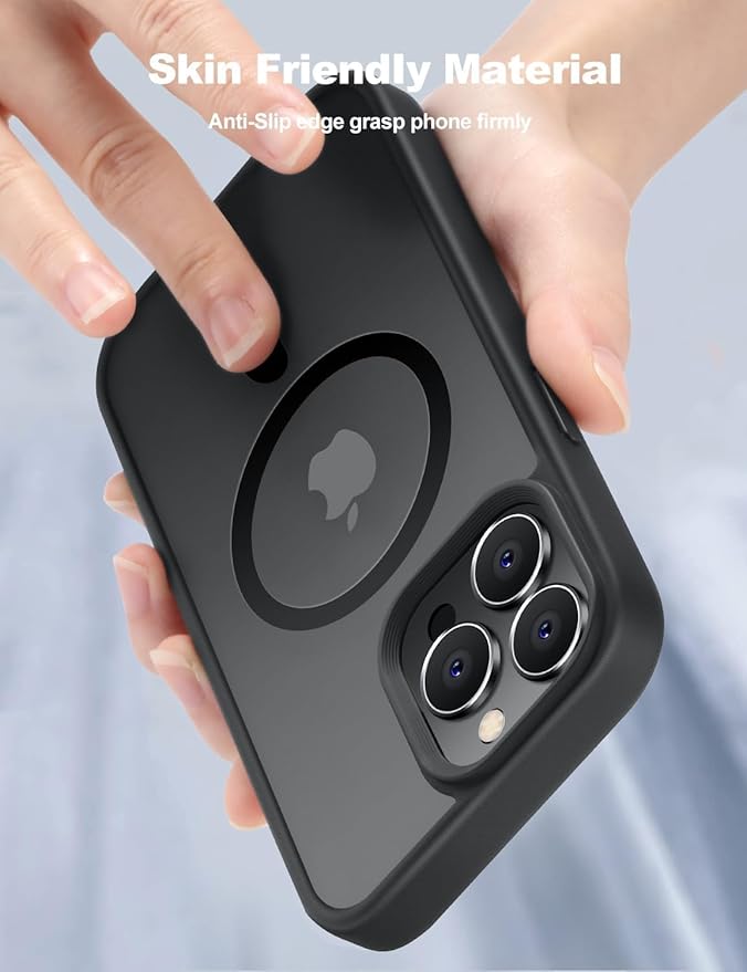 Tigowos for iPhone 15 Pro case,Compatible with MagSafe,[15FT Drop Resistant][2 Tempered-Glass Screen Protectors] Matte Skin-Feeling Shockproof case for iPhone 15 Pro Cases 6.1"，Matte Black