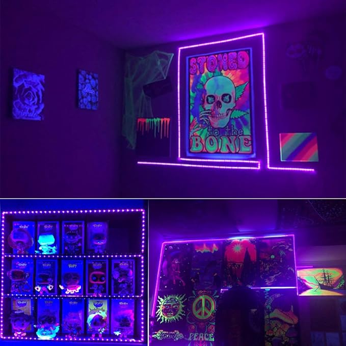 5V USB Purple 395-400nm LED Strip USB Powered 13.12ft/4M 240LEDs Flexible SMD2835 Black Light No-Waterproof IP20 LED Tape Lights (2pcs x 6.6ft)