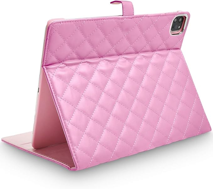 Changjia for iPad Air 11 Inch Case M4 (2026)/M3 (2025)/M2 (2024), iPad Air 5th/4th Gen 10.9" (2022/2020) with Pencil Holder, Girly Cute Crown Diamond Elegant Auto Sleep/Wake Stand Protective Case,Pink