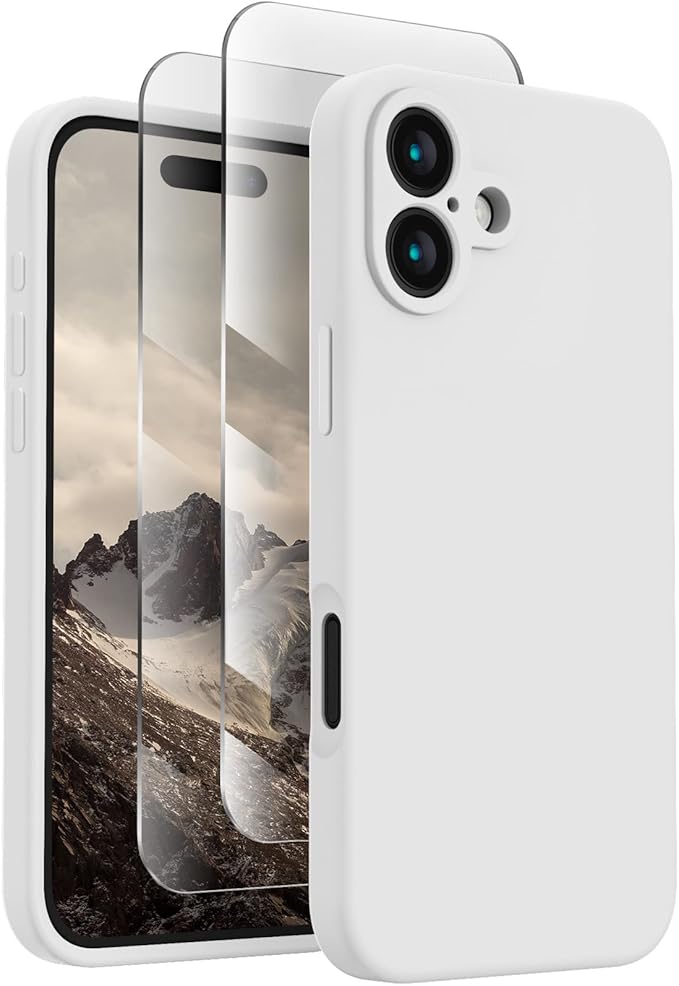 FireNova Designed for iPhone 16 Plus Case, Silicone Upgraded [Camera Protection] Case, Soft Anti-Scratch Microfiber Lining Inside, 6.7 inch, White