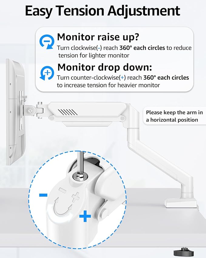 Dual Monitor Stand fits up to 32 inch, 4.4-22 lbs Computer Screens, Dual Monitor Desk Mount Height Adjustable, Monitor Arms for 2 Monitors, Home Office VESA Mounts, Freelift White