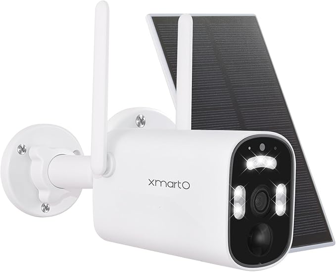 xmartO 100% Wire-Free Solar PTZ Home Security Camera System Wireless, 4-Set 2K 4MP QHD CCTV Camera Kit with 4K 10CH Expandable WiFi NVR and Past 90-Day Video Storage (Solar Bullet CAM)