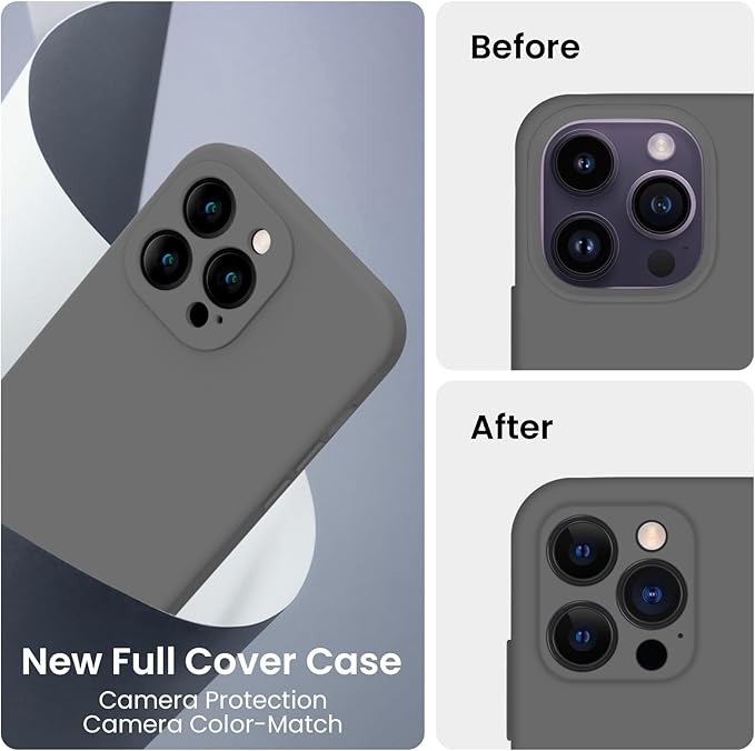 FireNova Designed for iPhone 14 Pro Max Case, Silicone Upgraded [Camera Protection] Case, Soft Anti-Scratch Microfiber Lining Inside, 6.7 inch, Space Gray